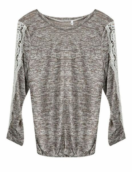 

women's t-shirt fashion loose lace floral long sleeve casual autumn cotton tunic tee shirts, White