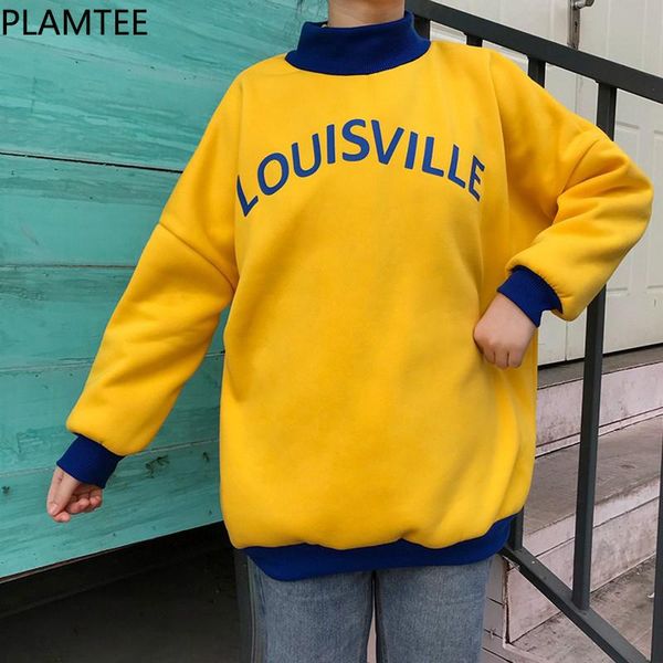 

women's hoodies & sweatshirts plamtee spring kawaii letter sweatshirt for women 2021 fashion long sleeves loose stitching tracksuit har, Black