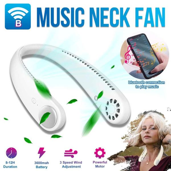 

electric fans mini neck fan portable bladeless usb rechargeable mute sports for outdoor ventilador portatil abanicos cooling with speaker