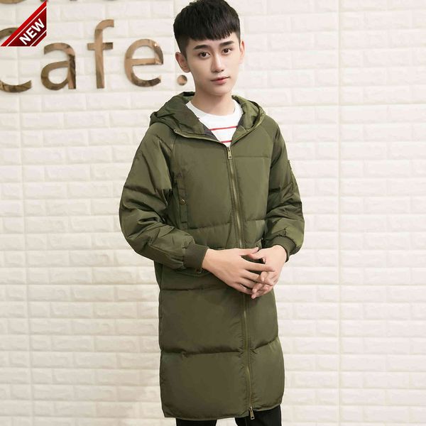 

new arrival men's long down coat hooded winter jacket men warm plus size duck lovers clothes his-and-her s-3xl, Black