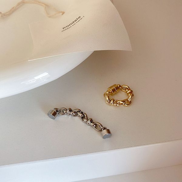 

metal new chain magnet earbone clip earrings for women, Golden