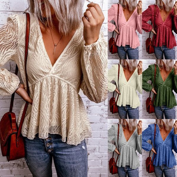 

v-neck loose womens designer t-shirts spring summer casual women 7 colors option long sleeve clothing, White