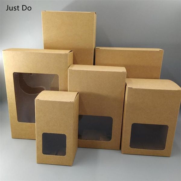 

large kraft cardboard boxes with clear pvc window big paper window boxes for packaging large kraft gift box