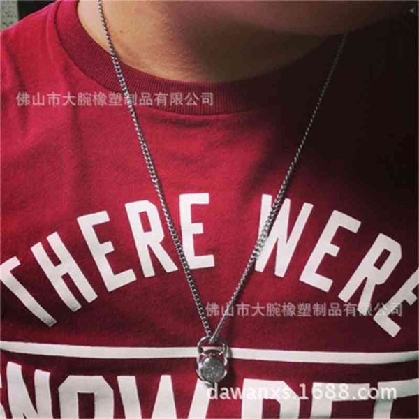 

american fashion brand men's stainless steel titanium pendant trinket fitness kettlebell power shield couple, Silver