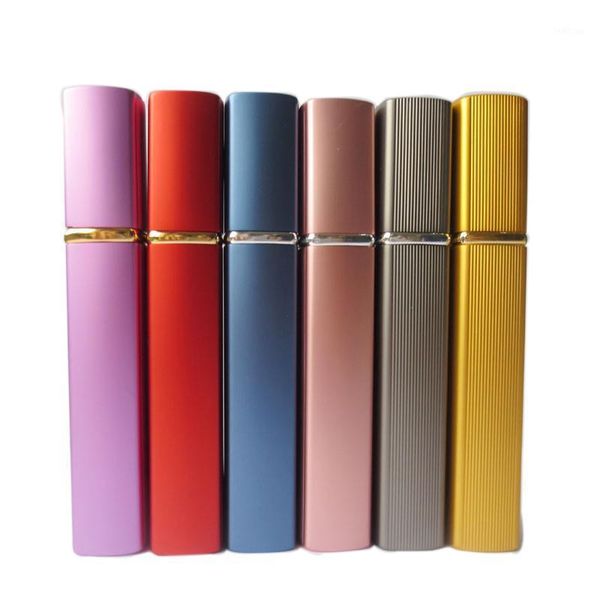 

storage bottles & jars 10x12ml mini portable rotary spray bottle anodized aluminum perfume glass makeup bottling tube