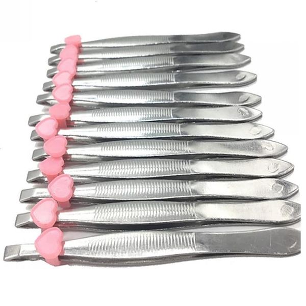 

eyebrow tools & stencils 12pcs/pack stainless steel slanted tweezers metal trimmers