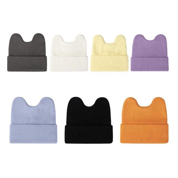 

outdoor hats knitted hat keep warm winter ladies ears woolen headwear accessory for, Black;white