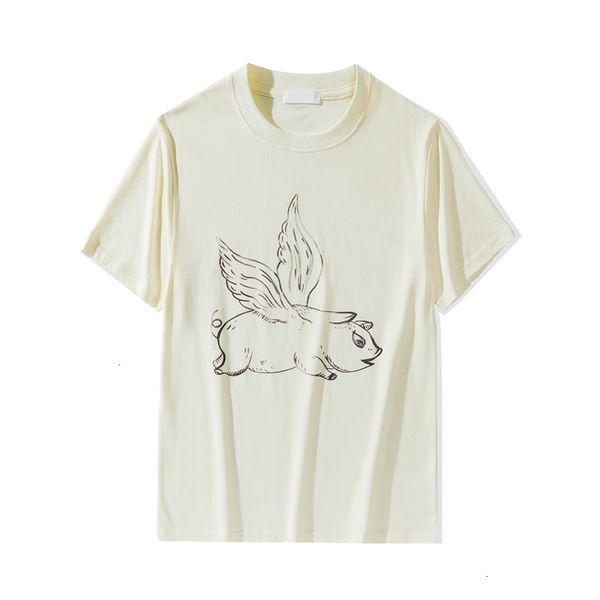 

2021 european fashion brand summer new short men's personality pig printed pure cotton half sleeve t-shirt 1vb6, White;black