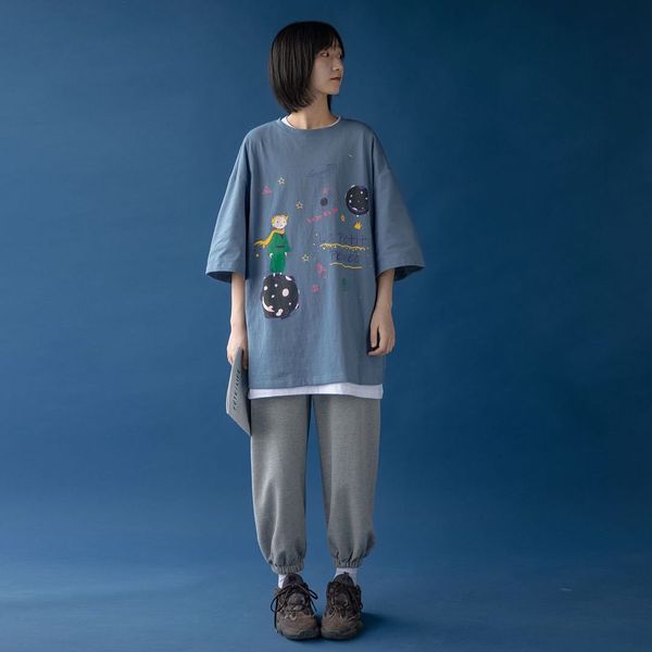 

you'll see new short ladies sleeves korean mid-length harajuku style shirt printed tide clothes 7aix, White