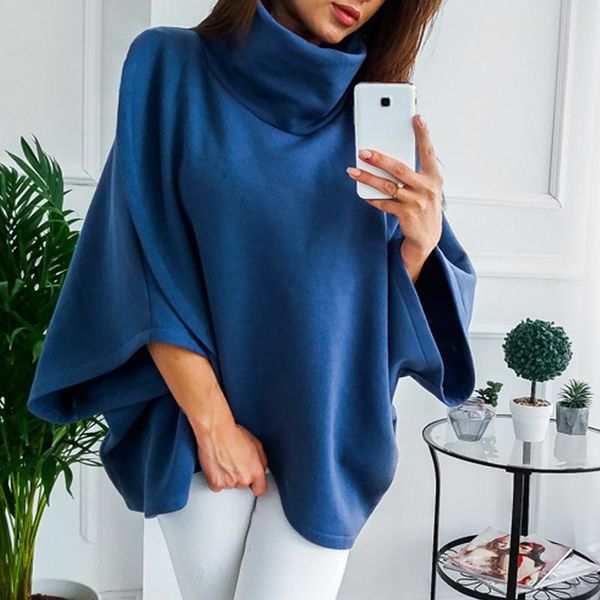 

women's hoodies & sweatshirts fashion cloak pullovers women batwing sleeve irregular loose autumn winter solid clothes female outwear, Black