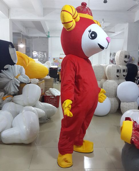 

mascot costumes the sheep mascot costume chinese new year lamb goat mascot costumes fancy dress outfit halloween cosplay costume, Black;red