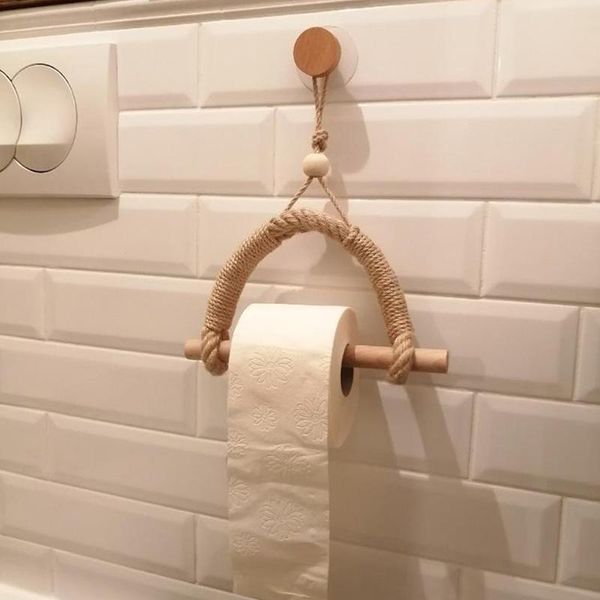

toilet paper holders rollo de papel retro para cocina, cuerda colgante montada en la pared, soporte higiÃ©nico, tubo, estante