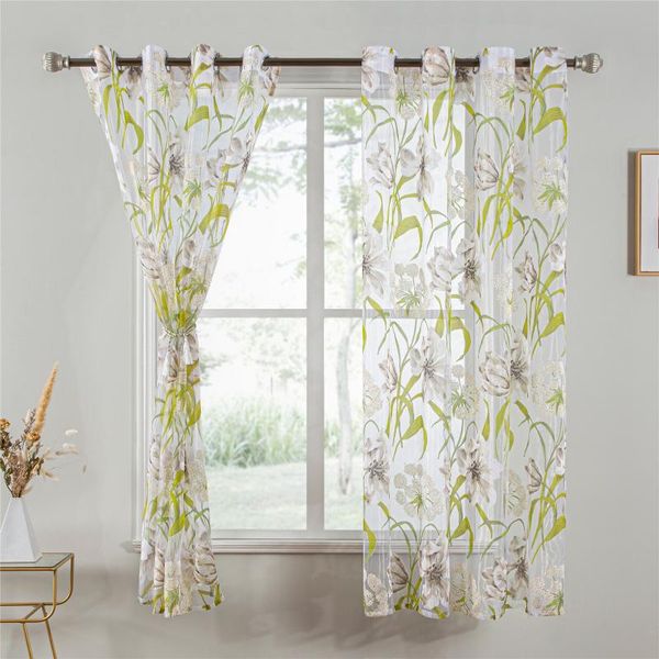 

curtain & drapes short tulle tropical floral sheer curtains for living room kitchen bath door printed window treatment