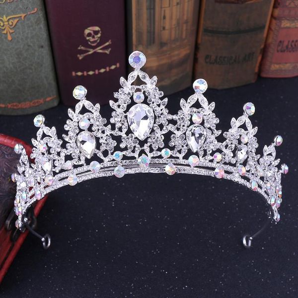 Клипы для волос Barrettes Baroque Luxury Gold Silver Color Ab Crystal Heart Bridal Tiara Crown Athestone Cwageant Diadem Diadem Свадебные накрытия