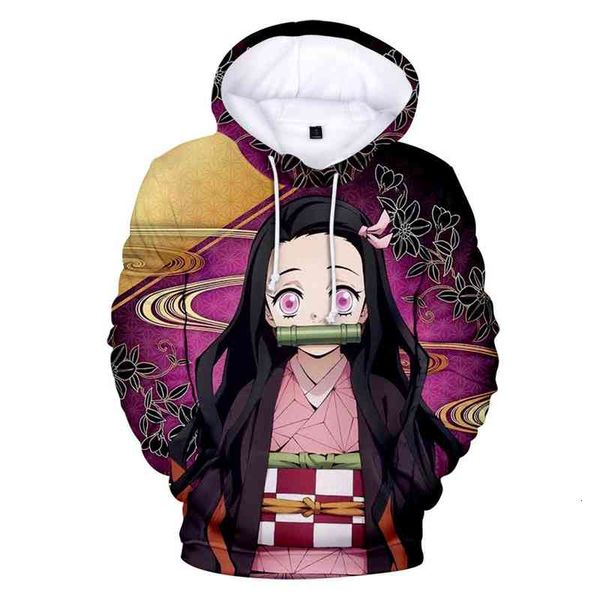 

women's hoodies & sweatshirts 3d comic kimetsu no yaiba boy/girls sweatshirt hooded women hoodie demon slayer suitable children beautif, Black