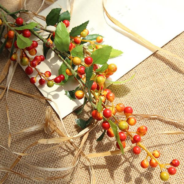 

1pc artificial red bird berry spray stem of faux berries autumn christmas decors