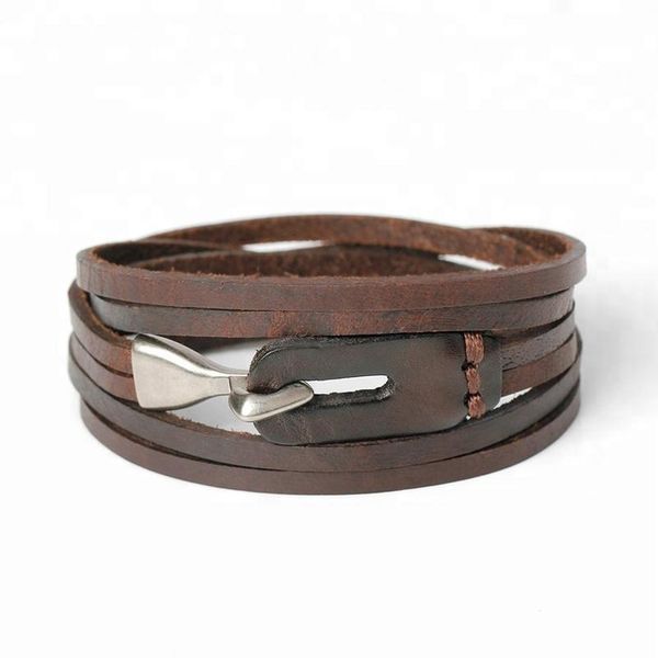 

bracelet manufacturer new design men fashion vintage leather bracelet classic punk style multi-layer handmade hook jlldde
