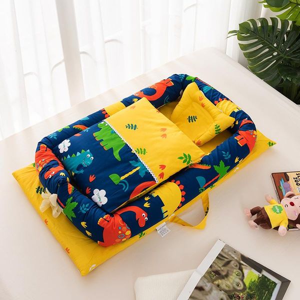 

baby cribs cute cartoon printed portable crib outdoor travel born bed removable and washable isolation foldable lb647
