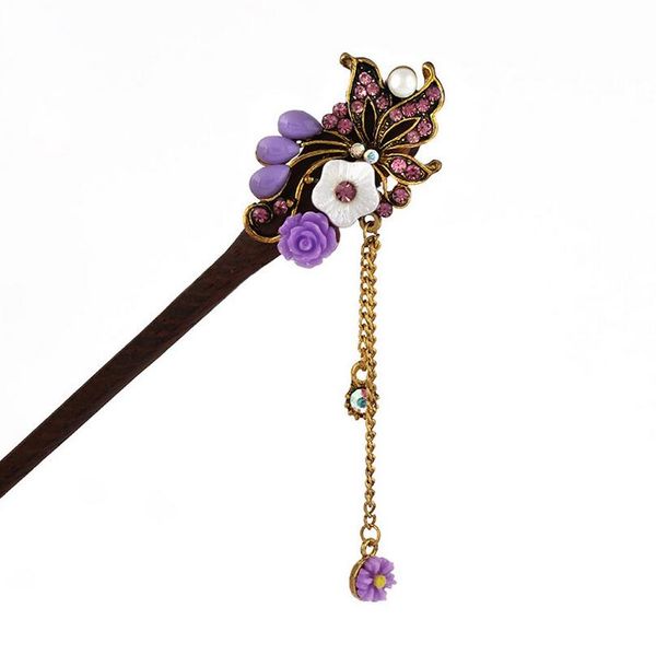 

fashion retro outfit hairpin women's diamond-studded chicken-wing wooden hairpin dmfz039 mix order hairpins, Golden;silver