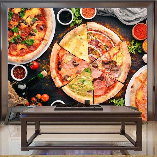 

wallpapers custom any size mural wallpaper european style hand drawn pizza western restaurant fast food kitchen background decor wall cloth