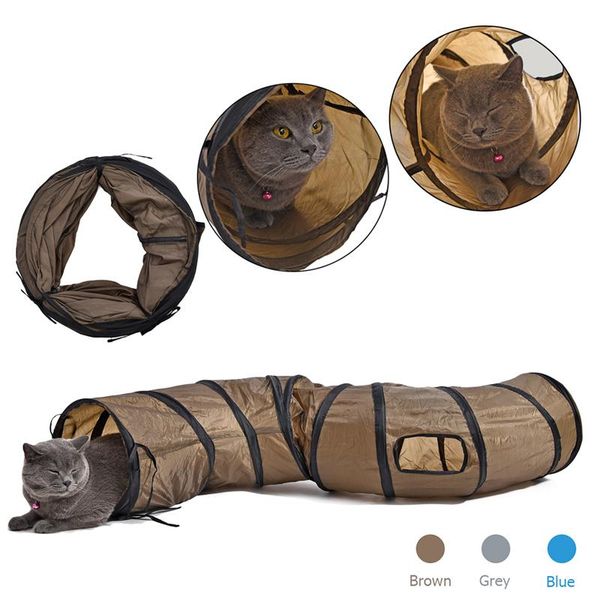 

cat toys "s"funny pet play tunnels brown/blue/grey foldable 1 window active tunnel kitten playing toy bulk animal