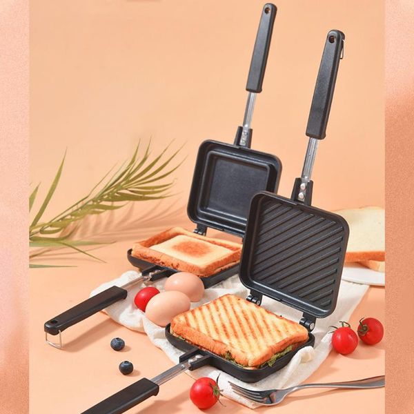 

pans 1pcs sandwich mold 35*15cm pan double side grill fry cookware face steak pancake outdoor kitchen supplies
