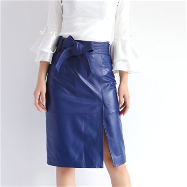 

2021 female spring genuine royal sheep leather skirt e31 zw72, Black