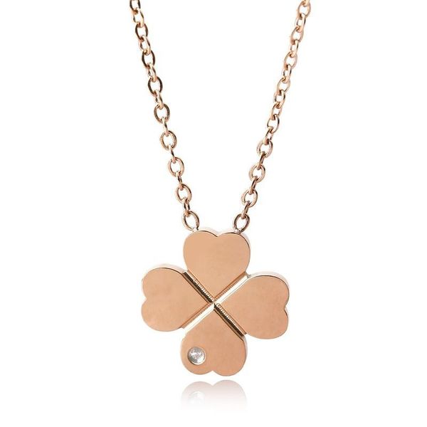 

pendant necklaces 18k rose gold four-leaf clover necklace can be customized with real diamonds ladies chain, Silver