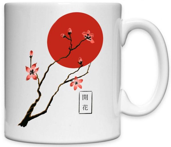 

mugs flowering rinsing sun flower petals kanji ceramic tea coffee mug