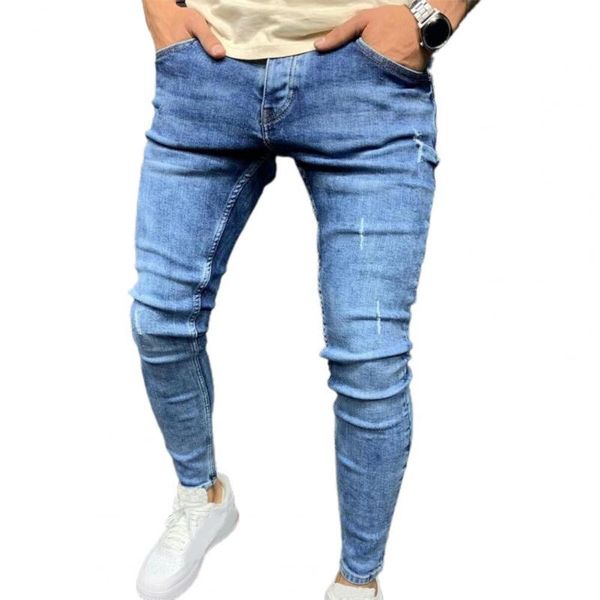 

men's jeans deep crotch long zipper spring, Blue