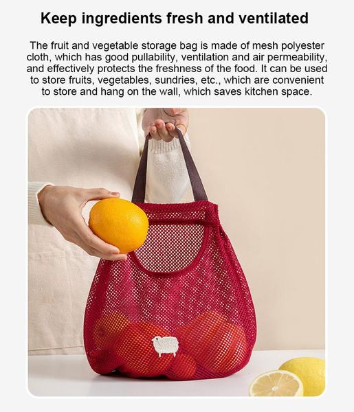 

storage bags portable reusable grocery fruit vegetable bag washable cotton mesh string toy handbag woman short handle net tote