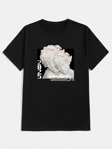 

romwe guys letter sculpture graphic tee y5fq#, White;black