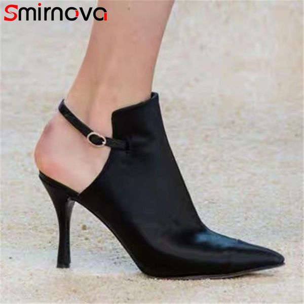 

dress shoes smirnova 2021 silk pumps women pointed toe buckle slingback party brand thin high heel woman, Black