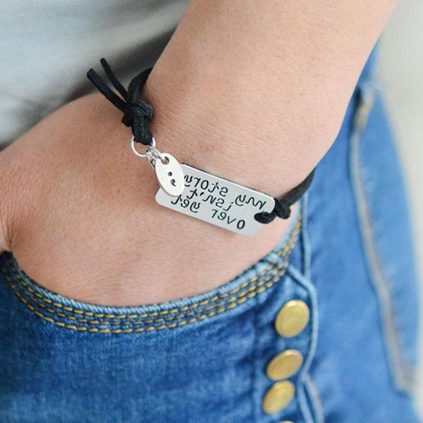 

charm bracelets letter "my story isn't over yet" bracelet semicolon suicide awareness jewelry inspirational gift, Golden;silver