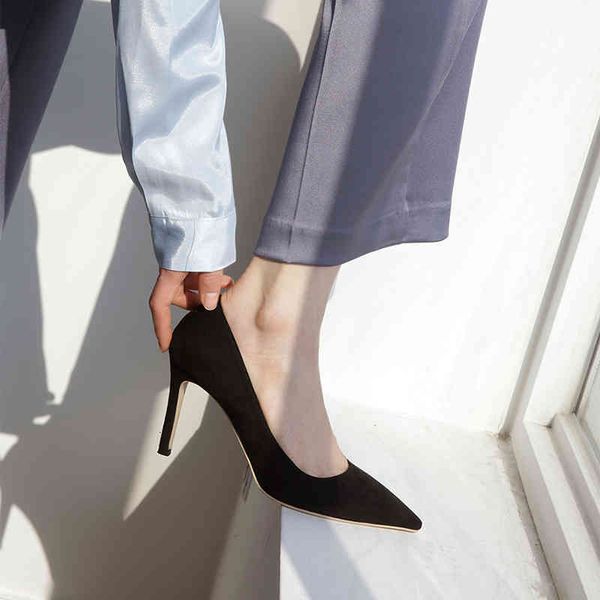 

dress shoes high heels, black suede shoes, thin women's medium soft leather french and small, two inches, w1la