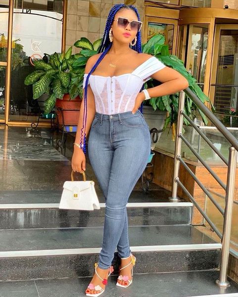 

jeans women pants 2021 fashion bandage casual solid ripped skinny korean jean long denim mom leggings punk francais streetwear, Blue
