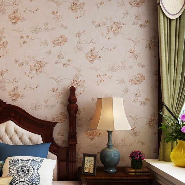 

wallpapers retro american country wallpaper non woven bedroom wall covering modern vintage pink floral garden