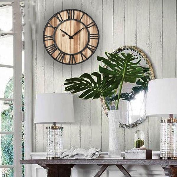 

personalized iron wood living room wall clock creative retro study and bedroom clock fashion simple wholesale needle