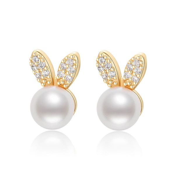 

stud lnngy 14k gold filled earrings 6-6.5mm natural freshwater pearl women party fine jewelry gifts, Golden;silver