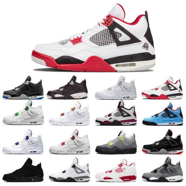

new basketball shoes 4s man woman black cat court purple university red neon motorsport orange metallic white cement pure money size 36-45 s