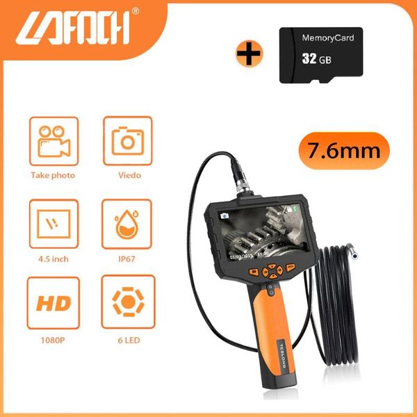

hd 7.6mm industrial ip67 waterproof 1m cable sewer/ drain inspection camera borescope with 4.3" lcd screen,32gb