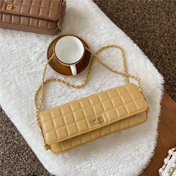 

2021 new leather women s bag single shoulder messenger small fragrance lingge chain bag leisure fashion cowhide underarm bag tide