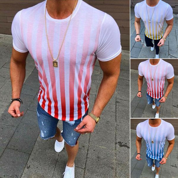 

mens short sleeve t shirt basic tee gradient casual cotton t-shirt, Black;blue