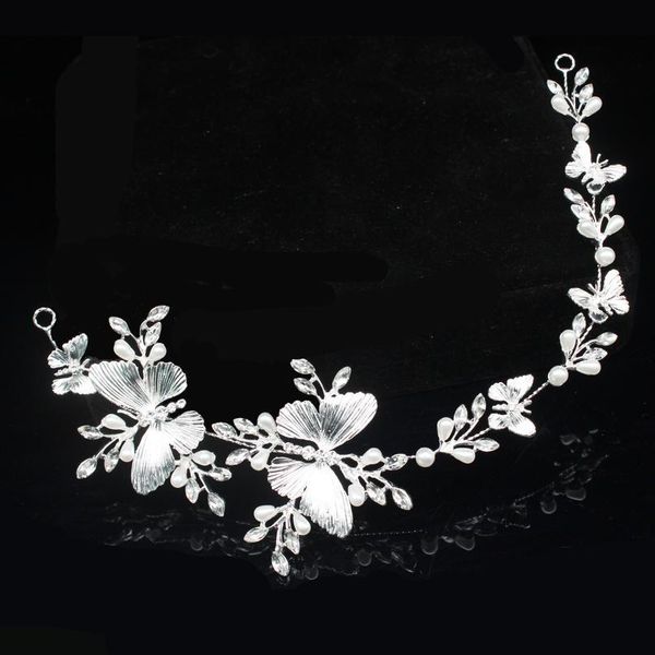 

metal butterfly wedding bridal tiara headbands hair jewelry accessories for women headpiece prom bride head chain dec jllrjz, Silver