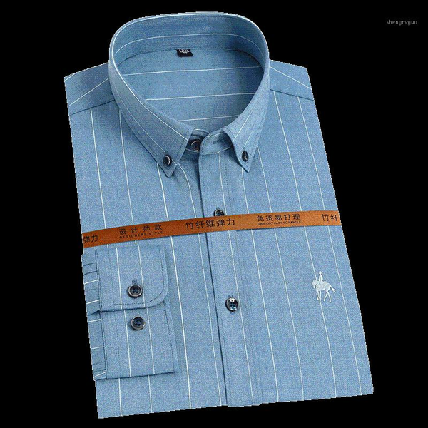 

men's dress shirts striped soft bamboo-fiber anti-wrinkle shirt pocket-less design long sleeve standard-fit casual versatile, White;black