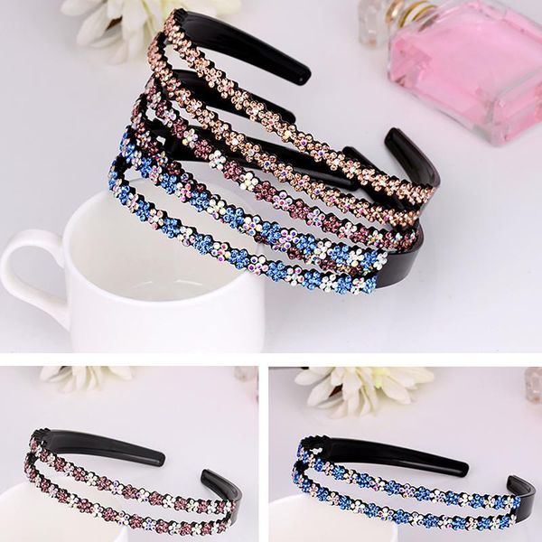 

hair clips & barrettes colorful rhinestone flower hoop double side headband crystal hairband for women girls bezel band accessories, Golden;silver