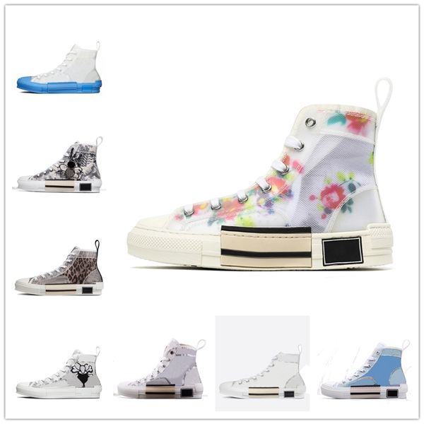 

with box]2021 b23 designers sneakers obliques technical leather high low flowers platform outdoor casual shoes vintage size 36-45, Black