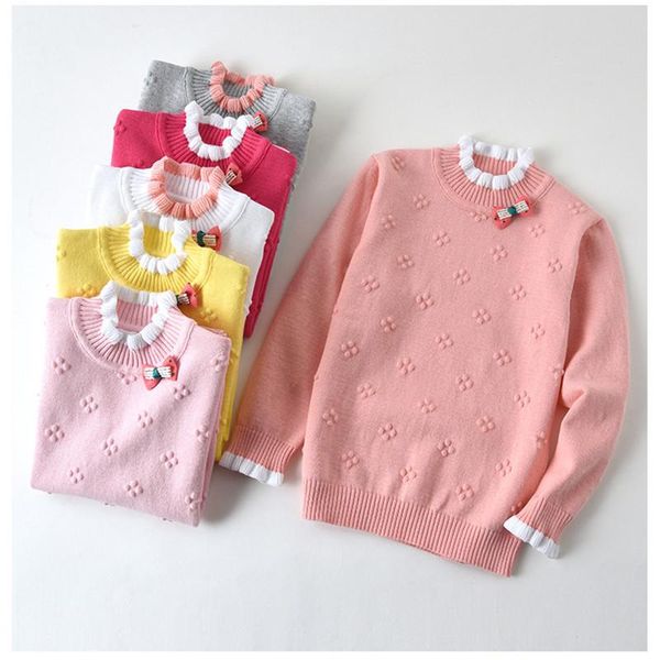 

pullover teenster baby girl winter clothes cute bow tie knit sweater lace fashion korean little girls outfits autumn costume, Blue
