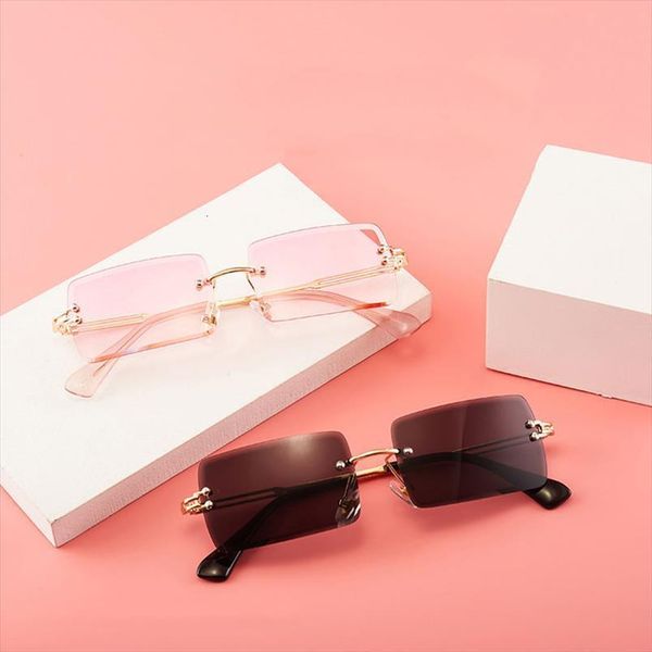 

retro sunglasses women brand designer fashion rimless gradient sun glasses shades cutting lens ladies frameless eyeglasses, White;black