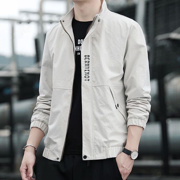 

2021 new spring korean fashion versatile casual slim jacket men's handsome, Black;brown